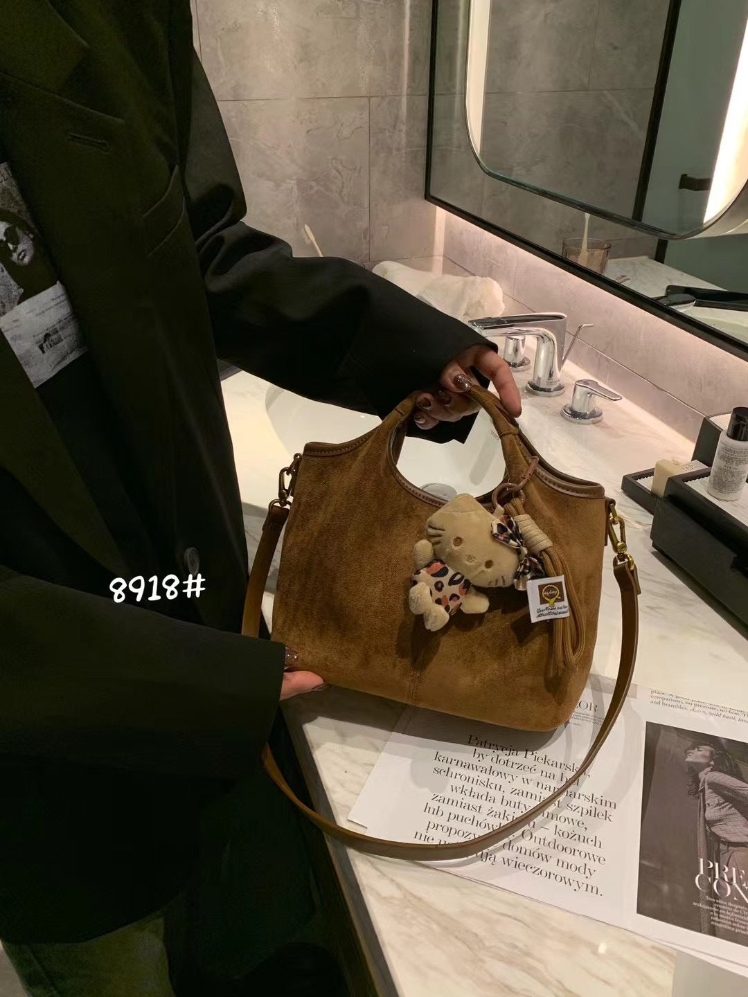 Women's Vintage Genuine Leather Suede Hand Holding Crossbody Bags