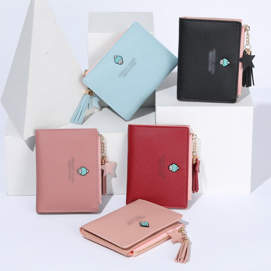 Women's Beautiful Short Leather Metal Zipper Ladies Wallets