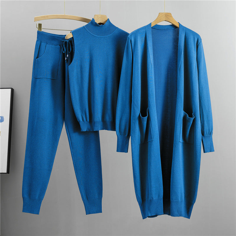 Women's Fashionable Graceful Casual Knitted Three-piece Set Suits