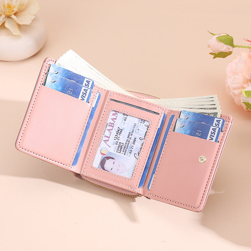 Women's Tri Fold Short Fashion Clutch High Ladies Wallets