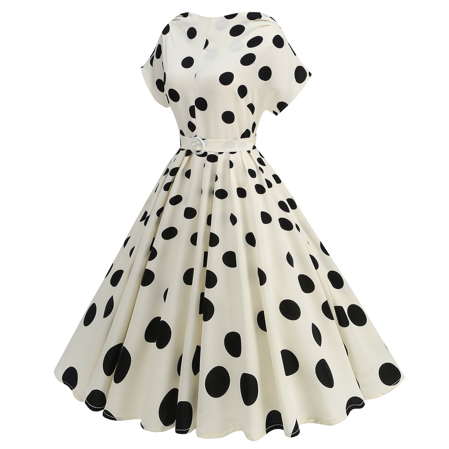 Women's Retro Elegant Halloween Swing Collar Pile Sleeve Polka Dress