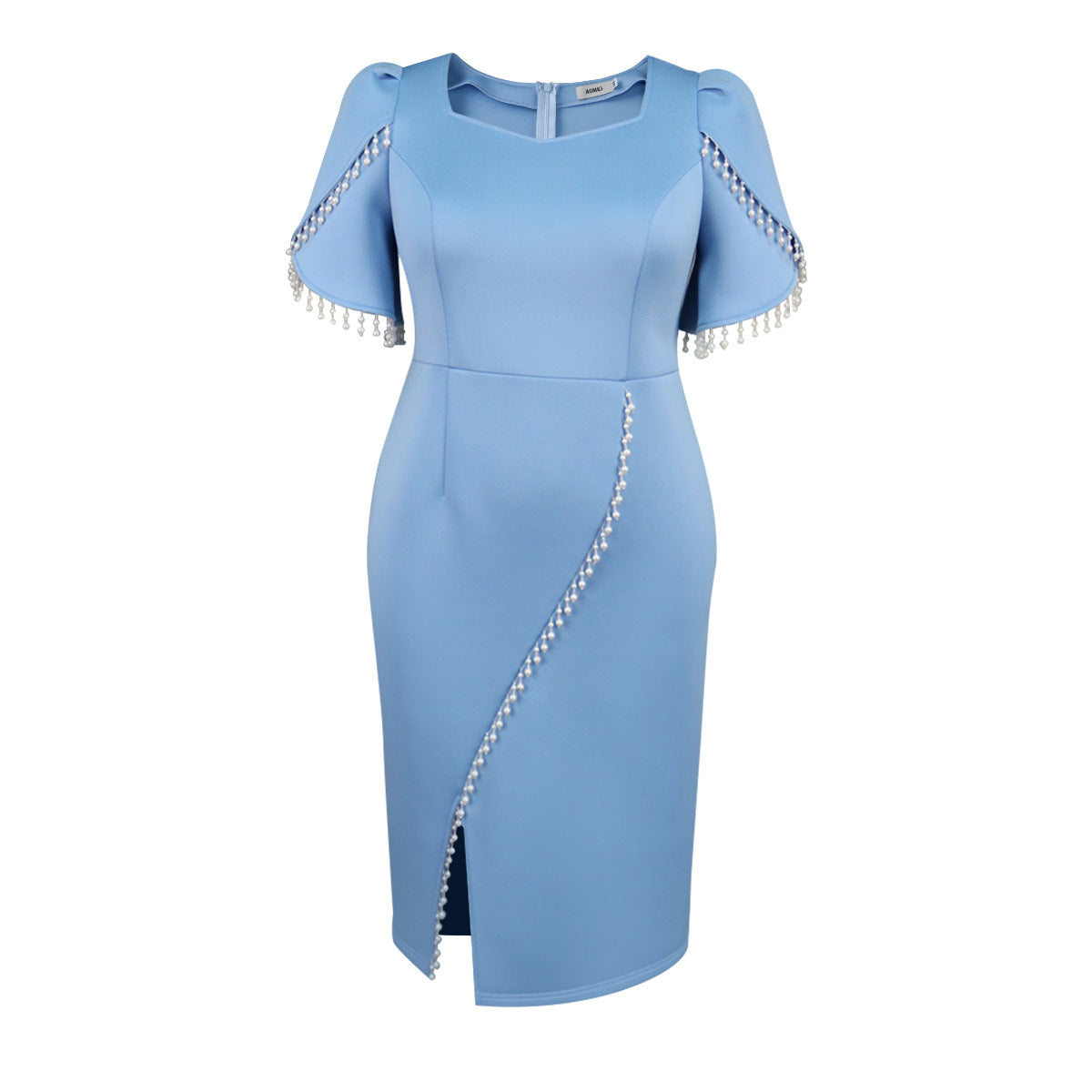 Women's Elegant Style Square Collar Pearl Slit Dresses