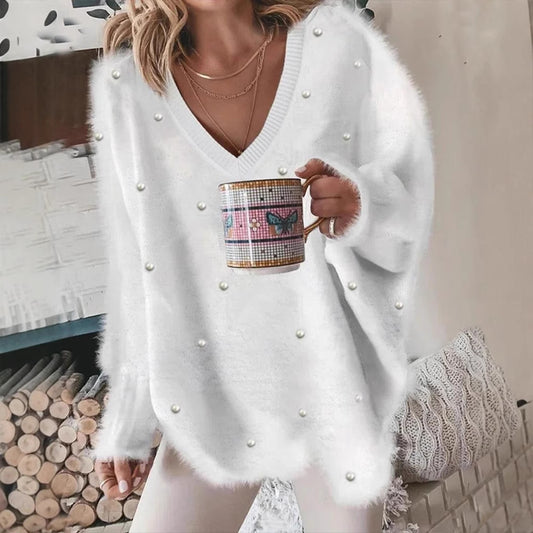 Women's Valentine's Day Pink Fur Loose Sweaters