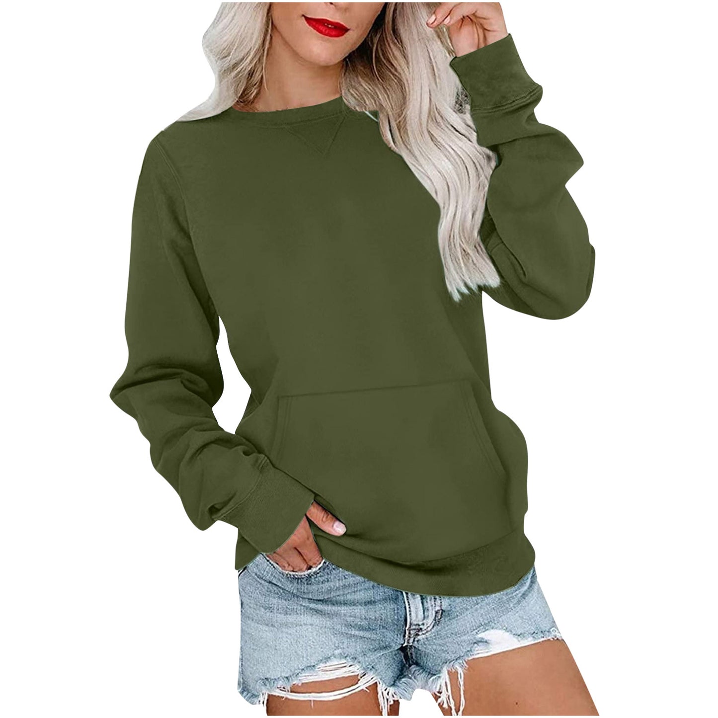 Women's Solid Color Round Neck Loose Long-sleeved Women's Sweater, Sweater