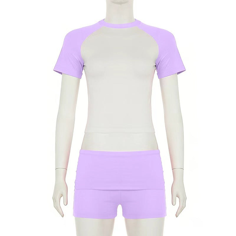 Comfortable Basic Sports Short-sleeved Solid Hair Fashion Casual Suit