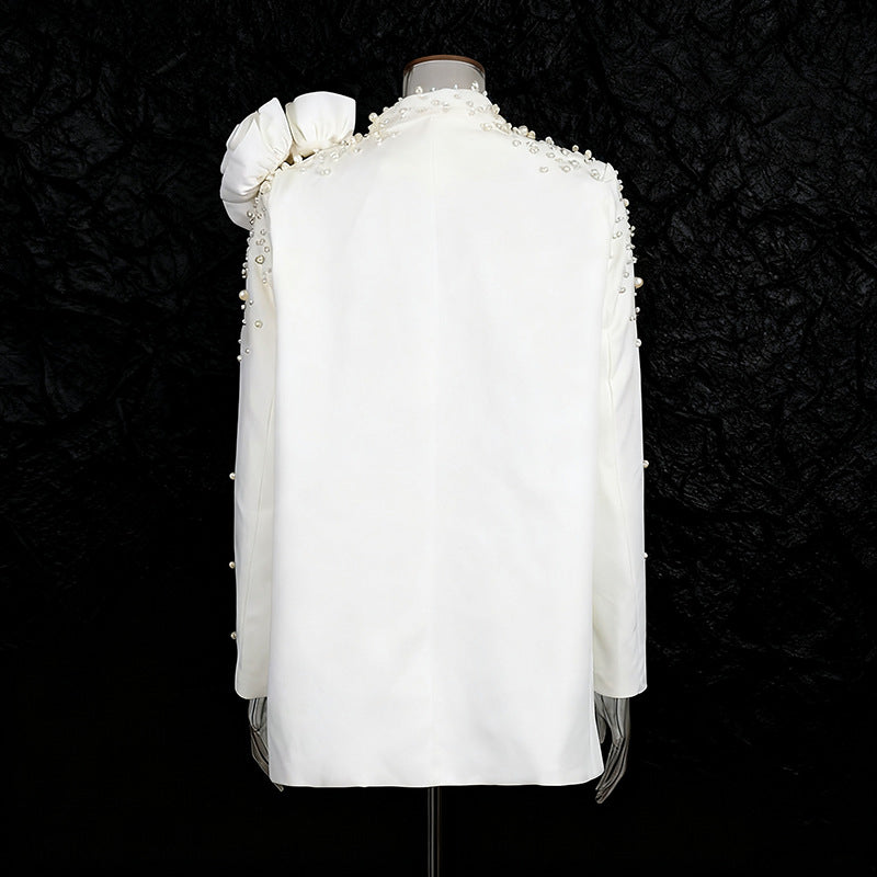 Luxury Style High-grade Beaded Three-dimensional Flower Blazers