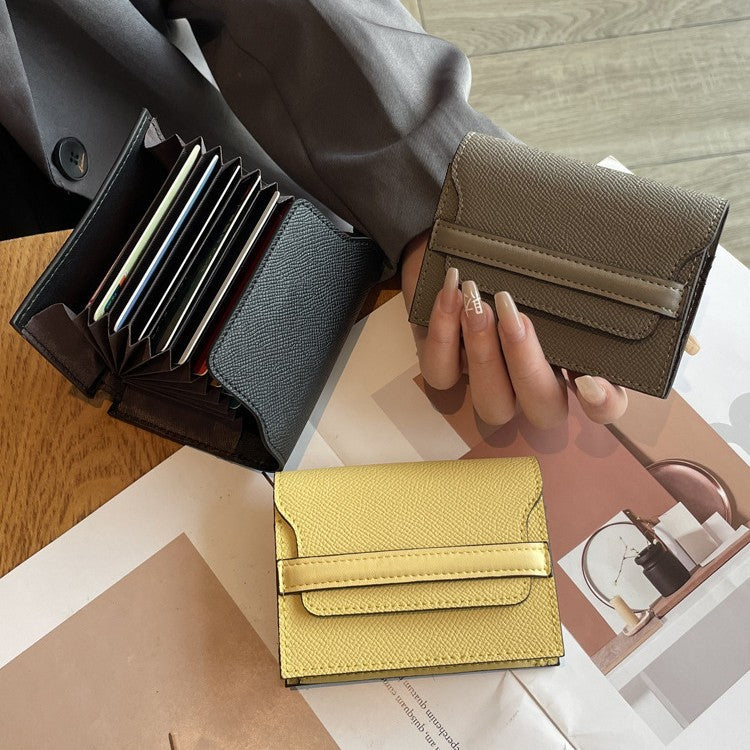 Women's Cowhide Large Capacity Multiple Slots Solid Card Holder