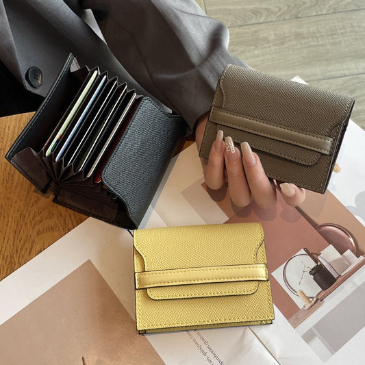 Women's Cowhide Large Capacity Multiple Slots Solid Card Holder