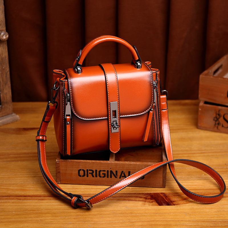 Women's Versatile Cowhide Fashion Popular Portable Super Handbags