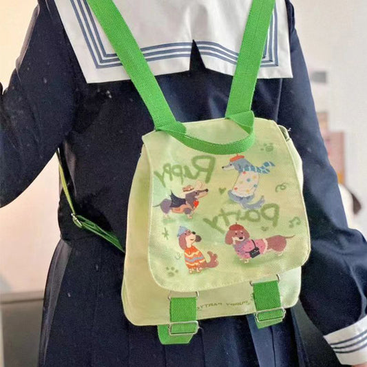 Puppy Party Cute Lightweight Fresh Canvas Backpacks