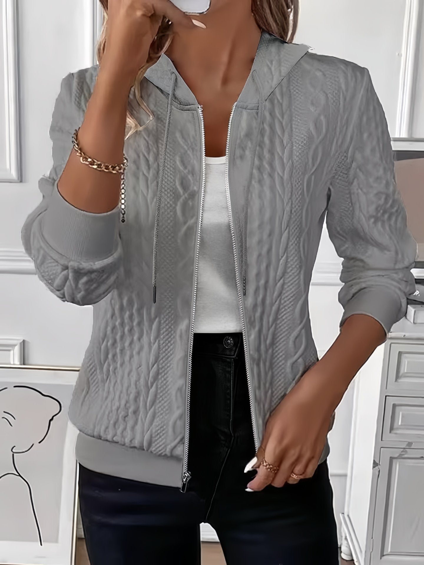 Women's Solid Color Long Sleeve Knitted Zipper Women's Sweater, Sweater