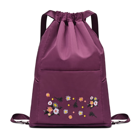 Women's Large Capacity Embroidered Folding Short Distance Dry Wet Separation Backpacks