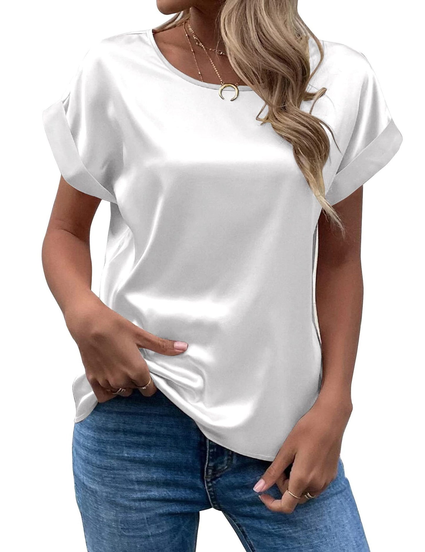 Women's Short-sleeved Satin Shirt Loose-fitting Casual Women's T-shirt