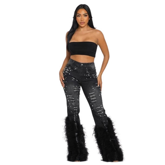 Women's Fashion Casual Beaded Long Beard For Jeans