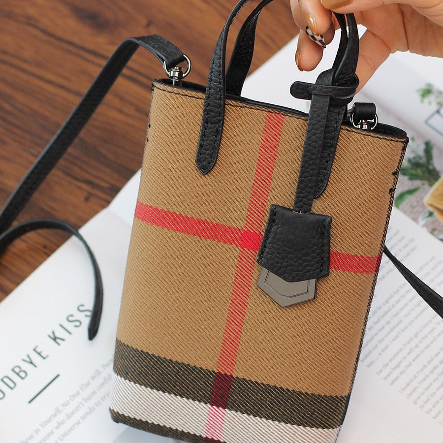 Women's Genuine Leather Texture Vertical Mobile Portable Phone Bags