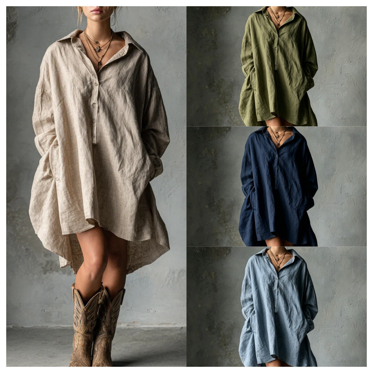 Women's Style Cotton Linen Shirt Summer Loose Casual Island Vacation Commuter Dress