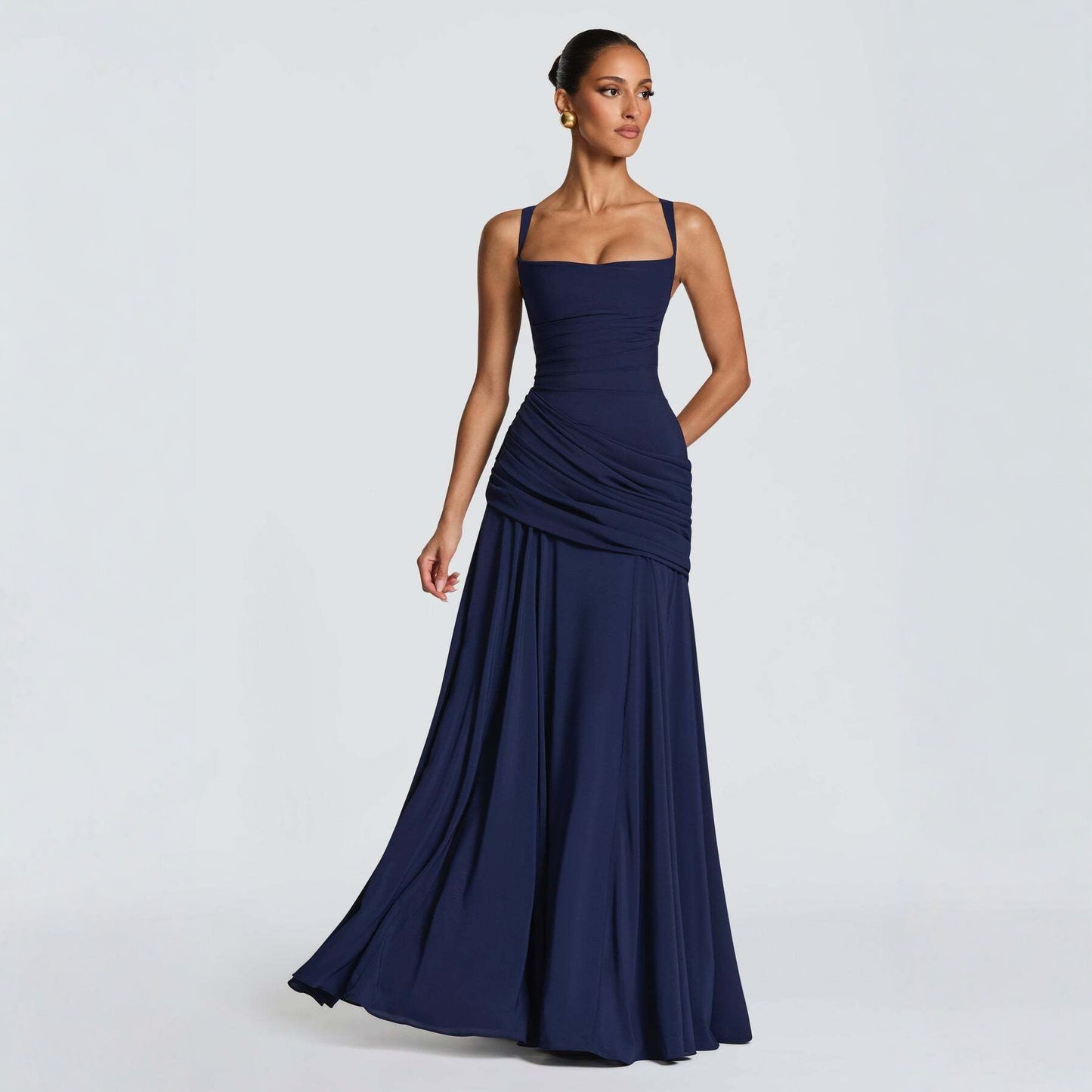 Women's Temperament Pure Color Sleeveless Large Hem Dress