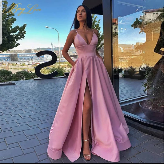 Women's Sexy Sling Dress Deep V Slit Wedding Dresses