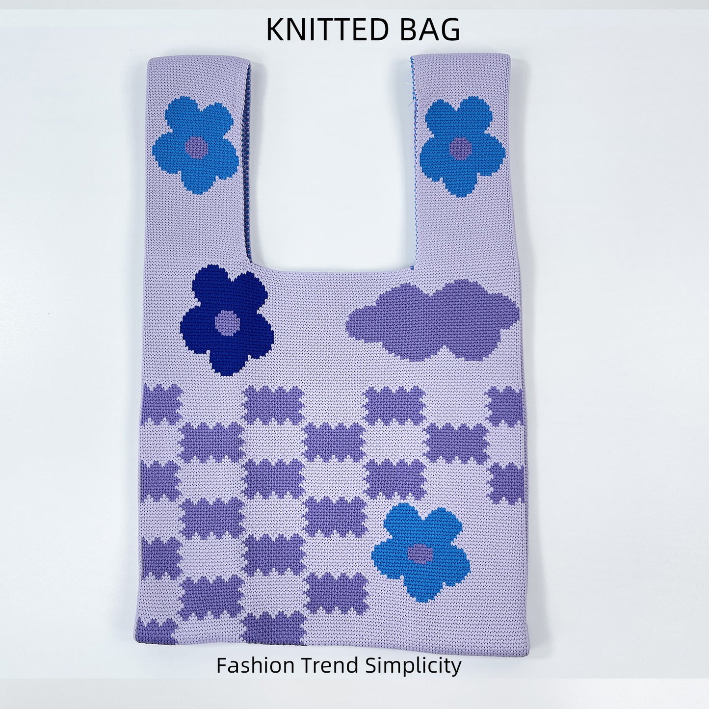 Women's Flower Knitted Large Capacity Totes Wrist Handbags