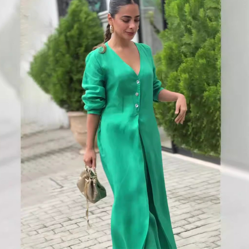 Women's Summer Solid Color Long Sleeve Sexy Fashion Jumpsuits