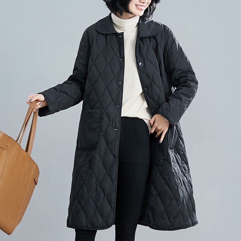 Women's Large Lightweight Cotton Loose Mid-length Korean Coats