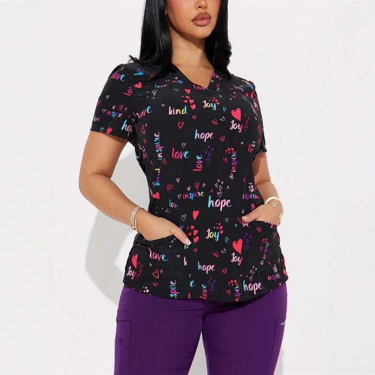 Valentine's Day Heart Printing Casual Sleeve Women's T-shirt