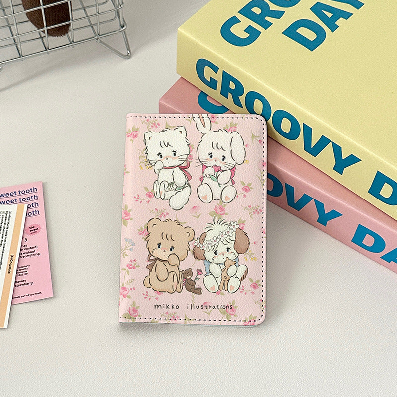 Cute Leather Overseas Passport Cover Storage Card Holder