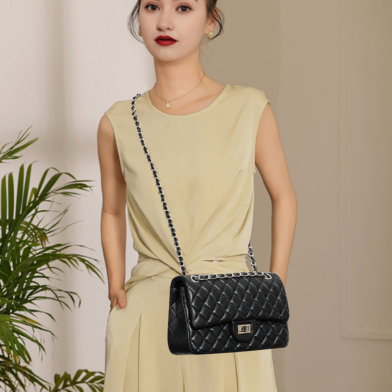 Women's Sheepskin Fashion Commuter Underarm Diamond Plaid Bags