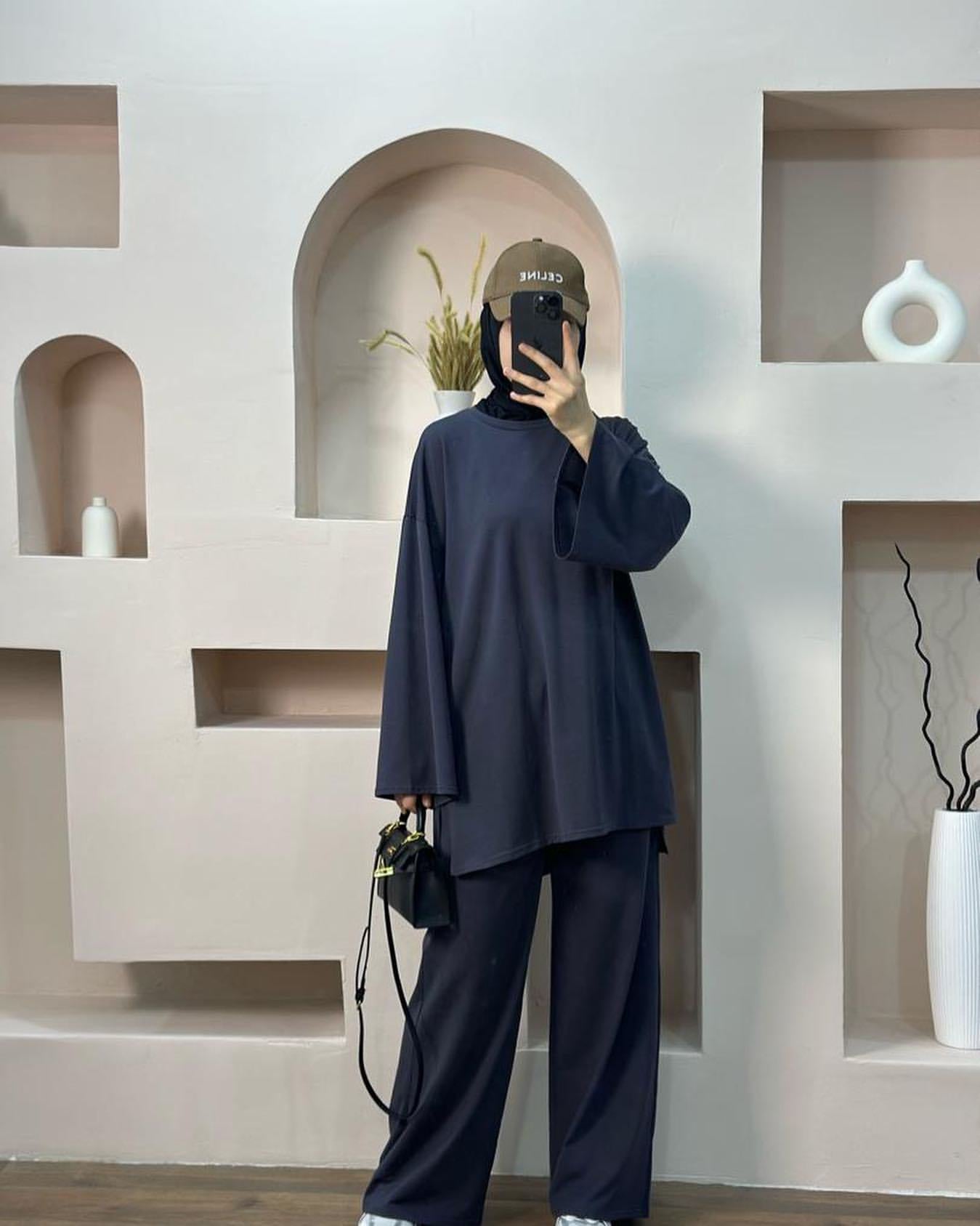 Graceful Turkey Solid Color Loose Two-piece Suits