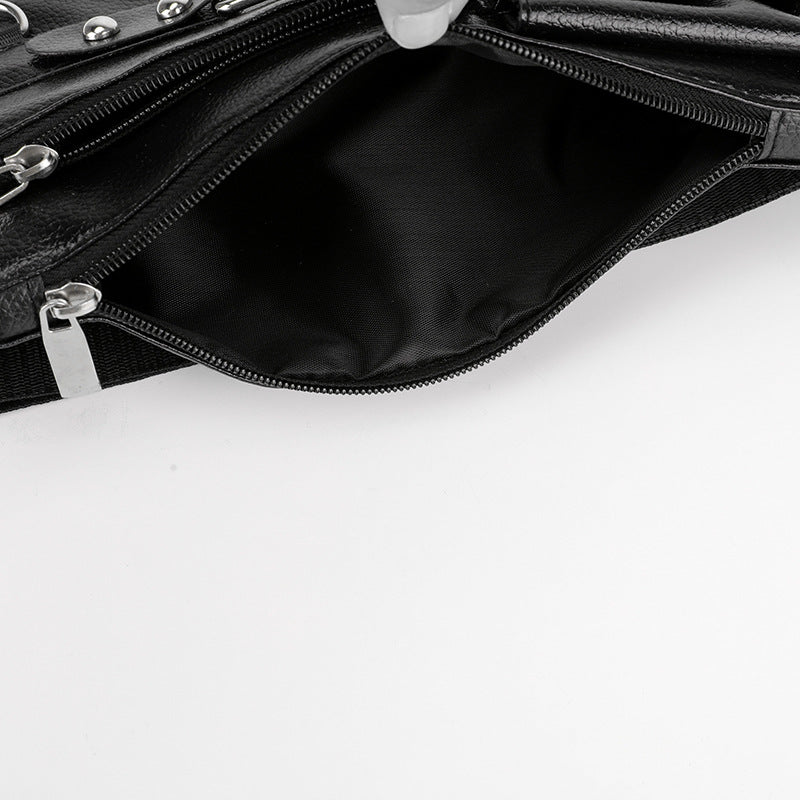 Men's Stylish Leather Korean Simple Black Men's Waist Packs