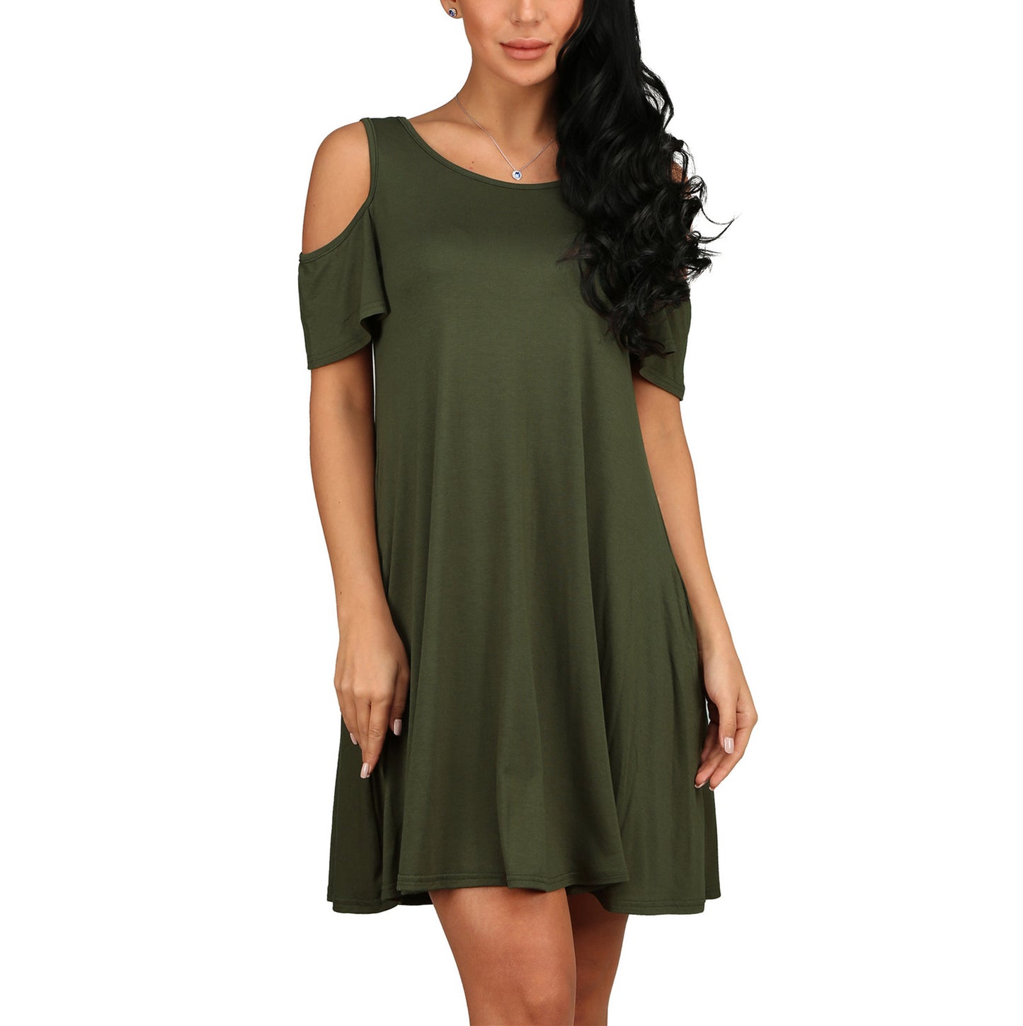 Women's Raglan Sexy Solid Color Wide Hem Mid-length Dress
