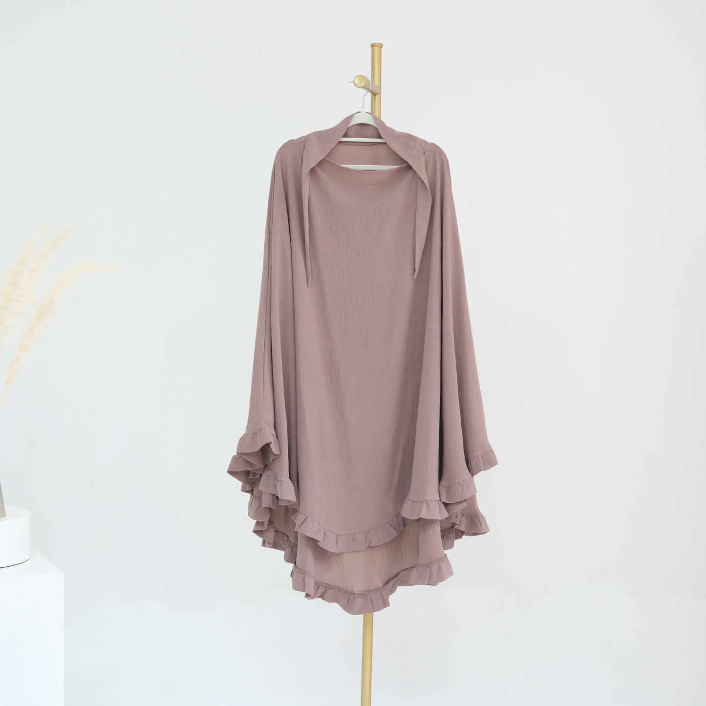 Pure Color Ruffles Big Swing Headscarf Dresses