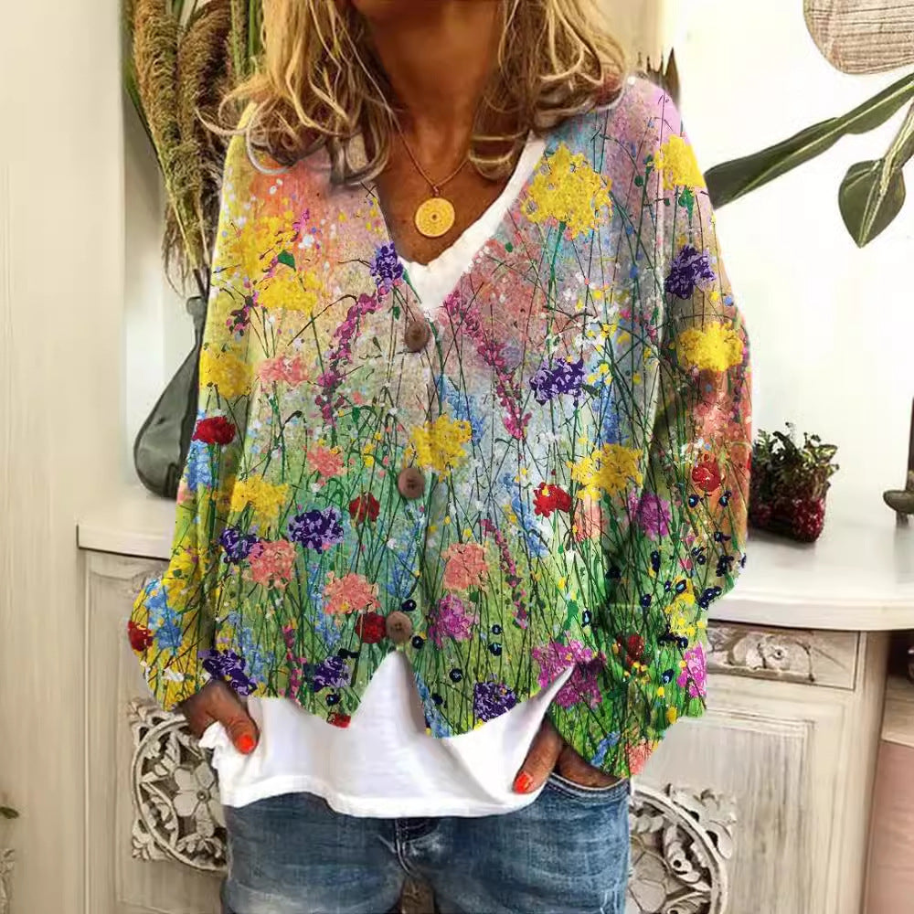 Women's Printed Wear Soft Feel Casual Cloak Sweaters