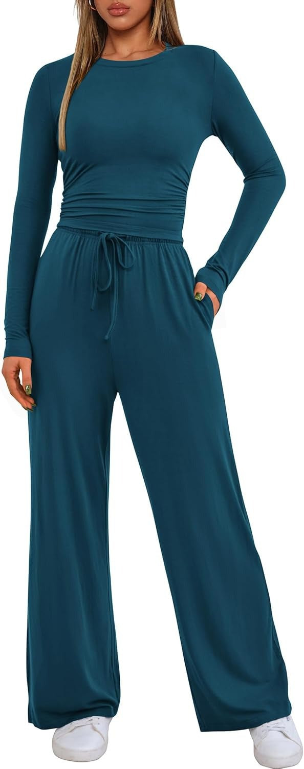 Autumn Solid Color Waist Pleated Long-sleeved With Fashion Casual Suit