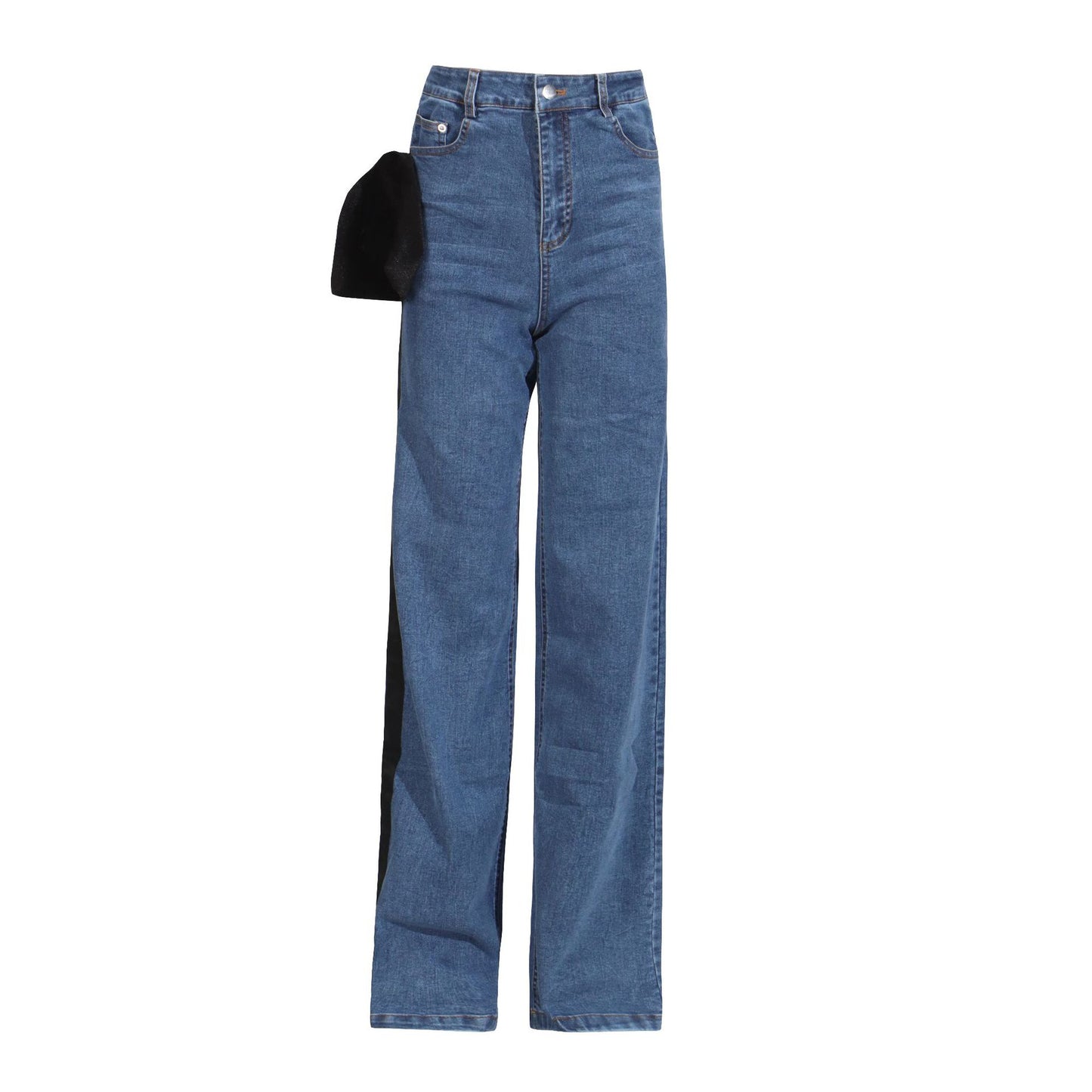Women's Spring Trendy Color Contrast Patchwork Design Sense High Jeans