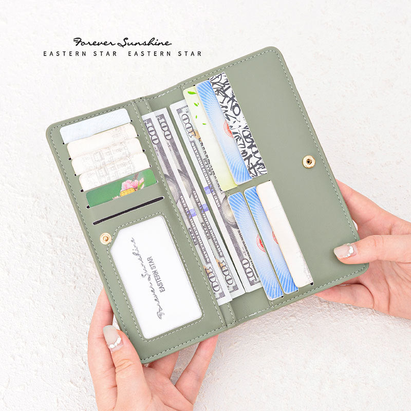 Women's Swiping Solid Color Credit Zipper Hasp Ladies Wallets