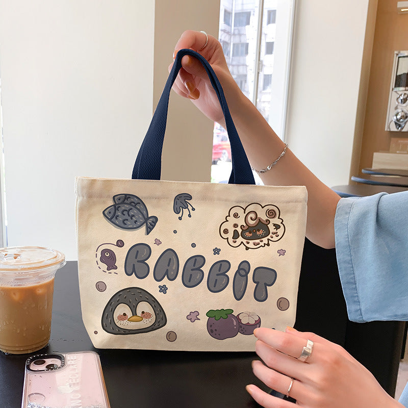 Women's Cute Cartoon Canvas Tutorial Lunch Size Handbags