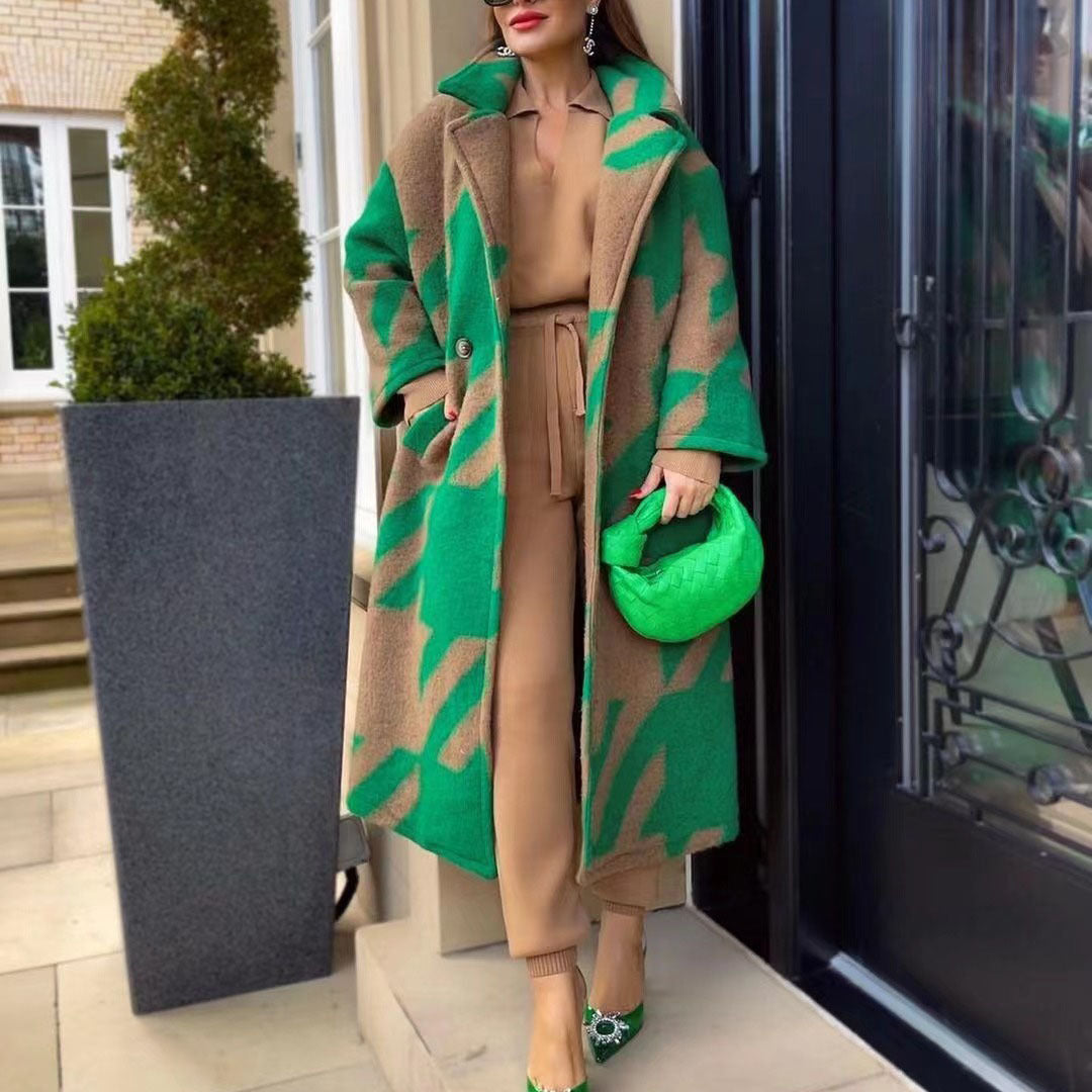 Women's Than Autumn Color Matching Fashion Long Coats