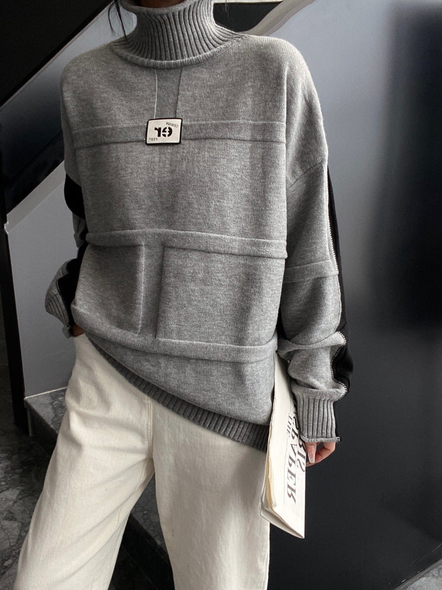 Pullover Loose Two-sided Wear Idle Style Large Version Outer Sweaters