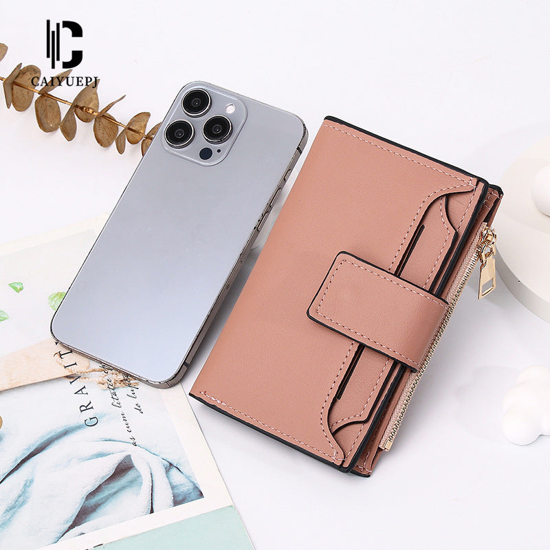 Women's Short Large Capacity Folding Zipper Multiple Ladies Wallets