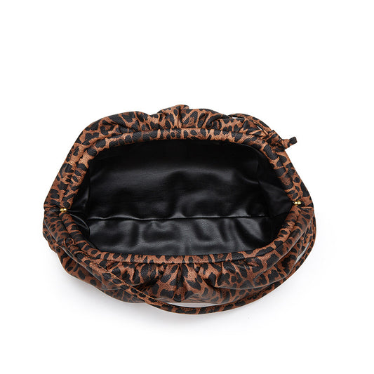 Women's Warm-up Large Pleated Leopard Pattern Cloud Fashion Handbags