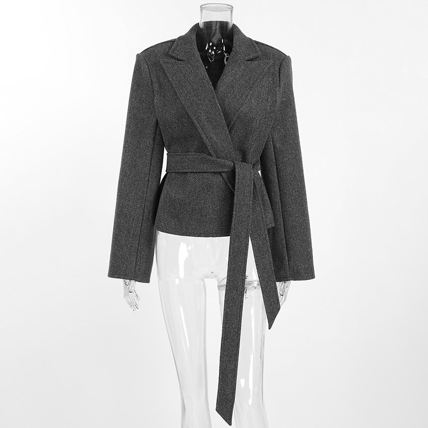 Women's Casual Fashion High-grade Waist Woolen Blazers