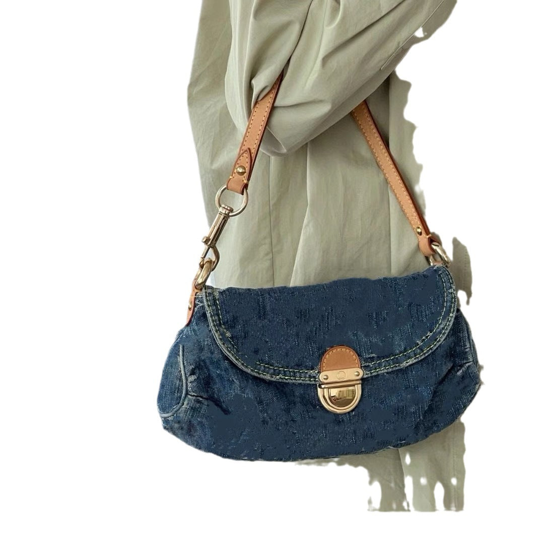 Women's Underarm Denim Ingot Dumpling Twist Shoulder Bags