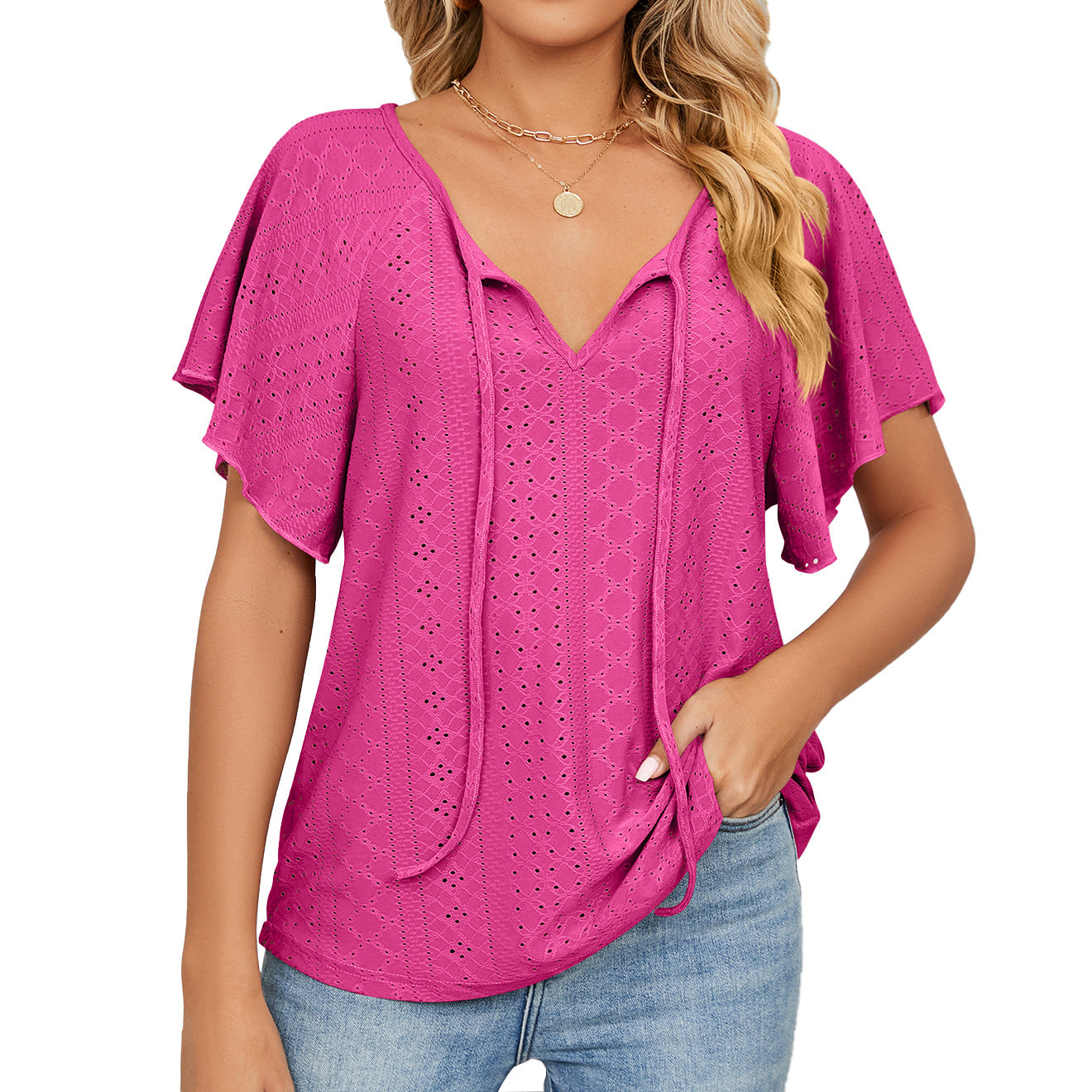 Unique Women's Solid Color Sleeve Loose Tops