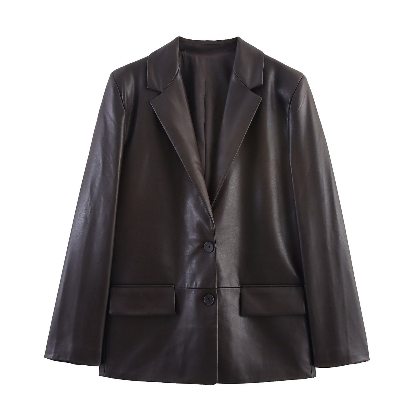Comfortable Autumn Straight Leather Effect Casual Suits