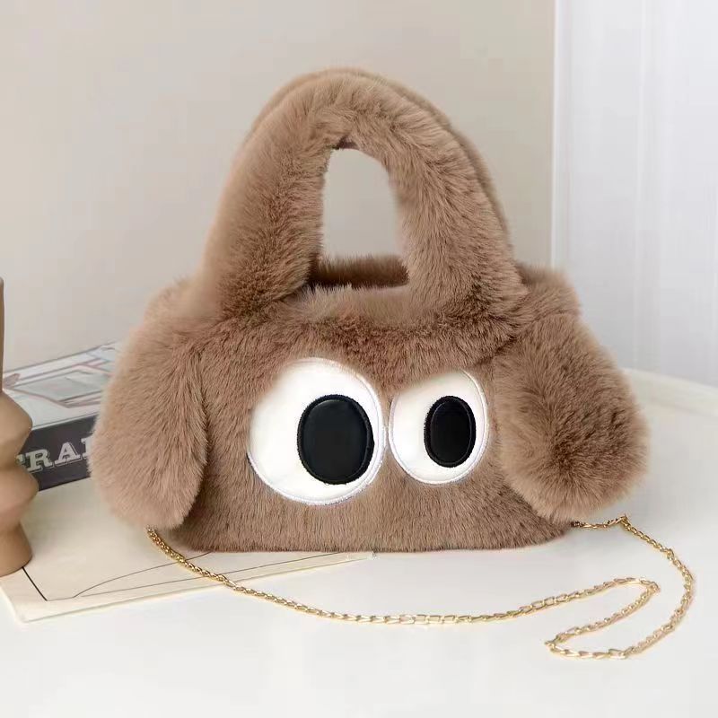 Plush Cute Big Eyes Puppy Oblique Handbags