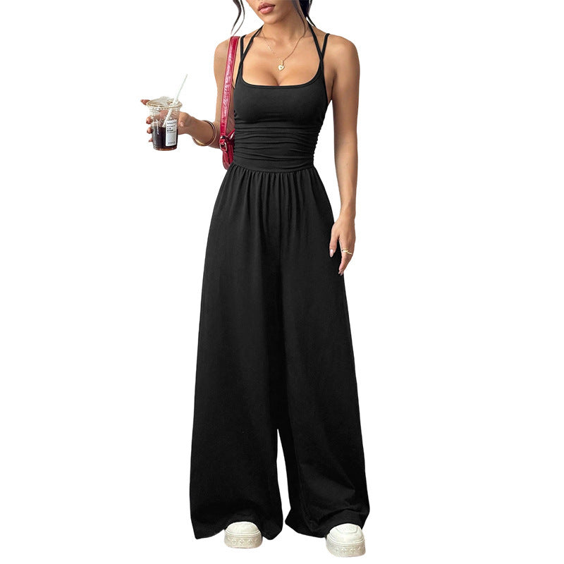 Women's Summer Sling Casual Wide Leg Loose Women's Jumpsuit/clothing