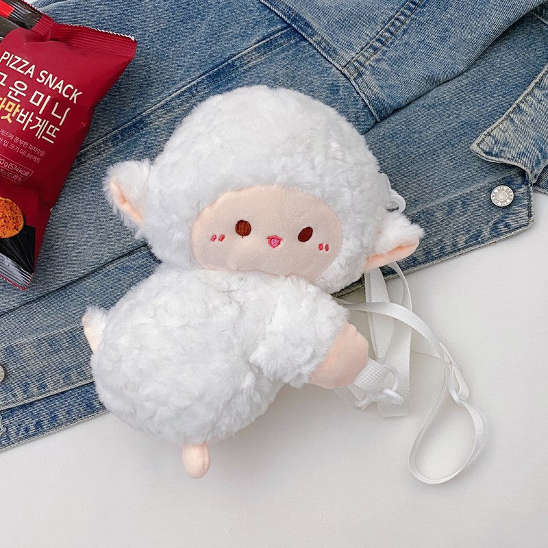 Super Lovely Soft Cute Lying Lamb Middle School Students' Schoolbags