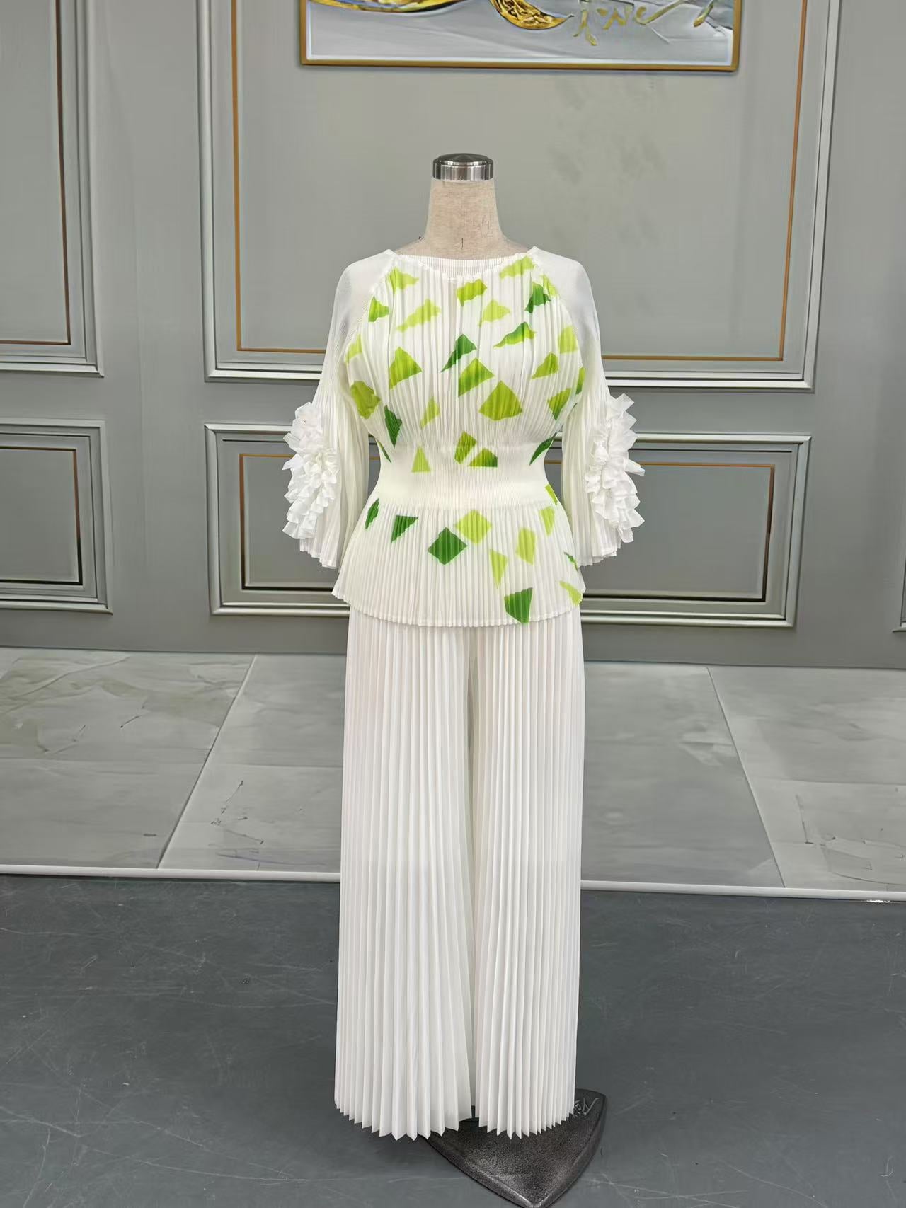 Women's Large Slimming High Sense Pleated Print Suits