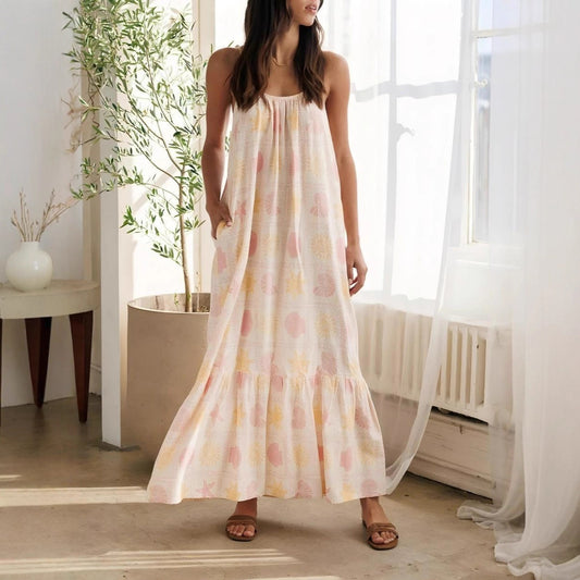 Women's Fashionable Elegant Casual Strap Pocket Printed Dress